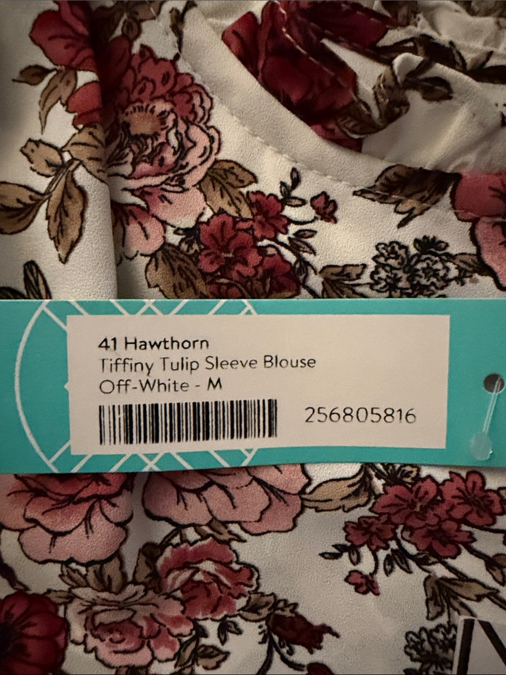 41 Hawthorn White Blouse with Pink & Red Floral Print Size M NWT - Picture 6 of 6